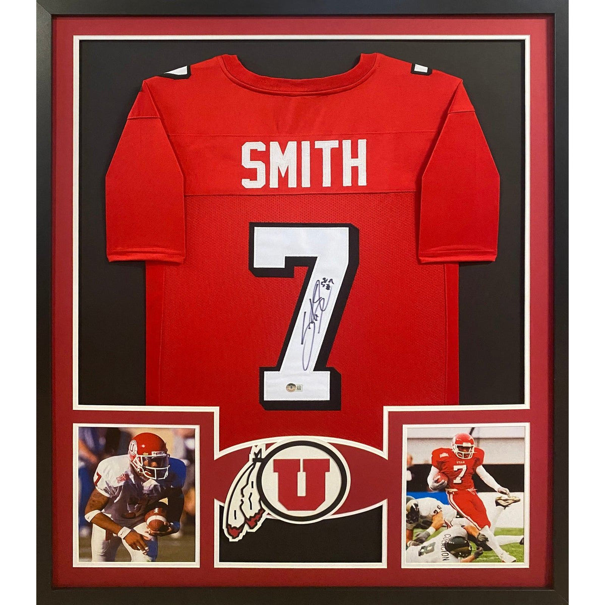 Steve Smith Framed Signed Utah Jersey Beckett Autographed
