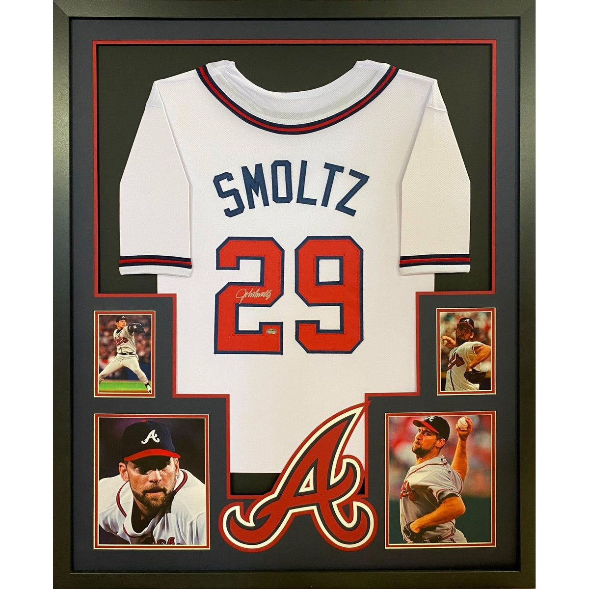 John Smoltz Framed Signed Jersey Schwartz Autographed Atlanta Braves