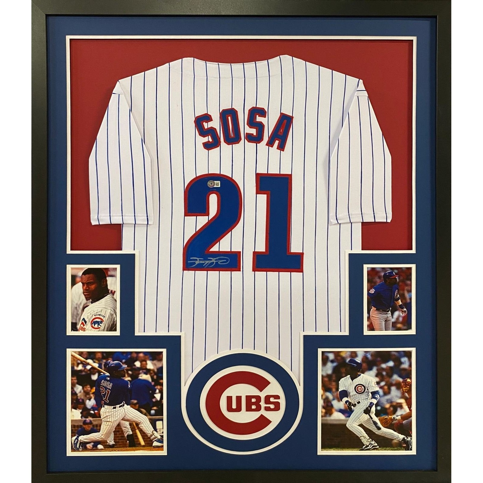 Sammy Sosa Framed Jersey Beckett Autographed Signed Chicago Cubs
