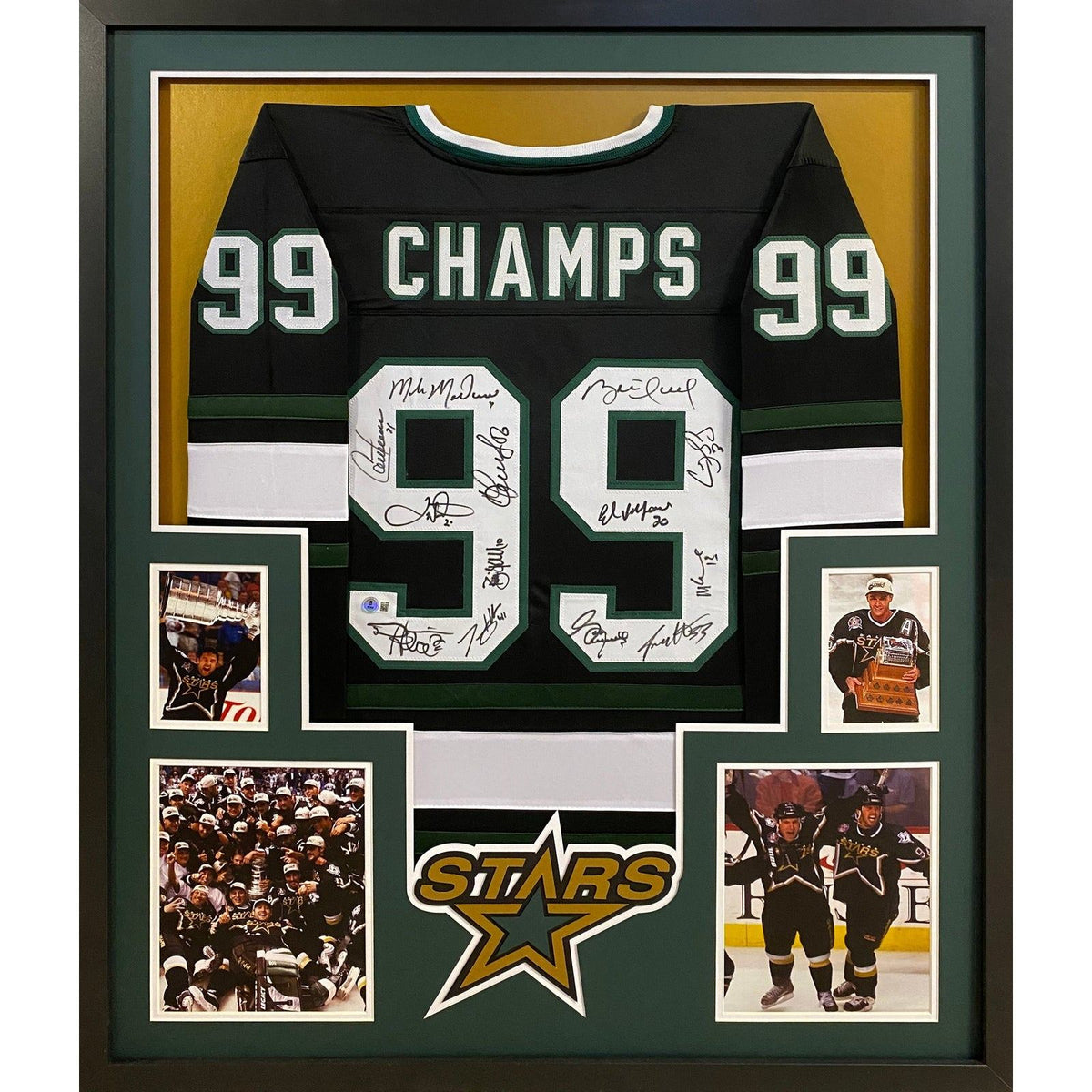 Dallas Stars Team Signed Framed Jersey Beckett Autographed 1999 Stanley Cup BK