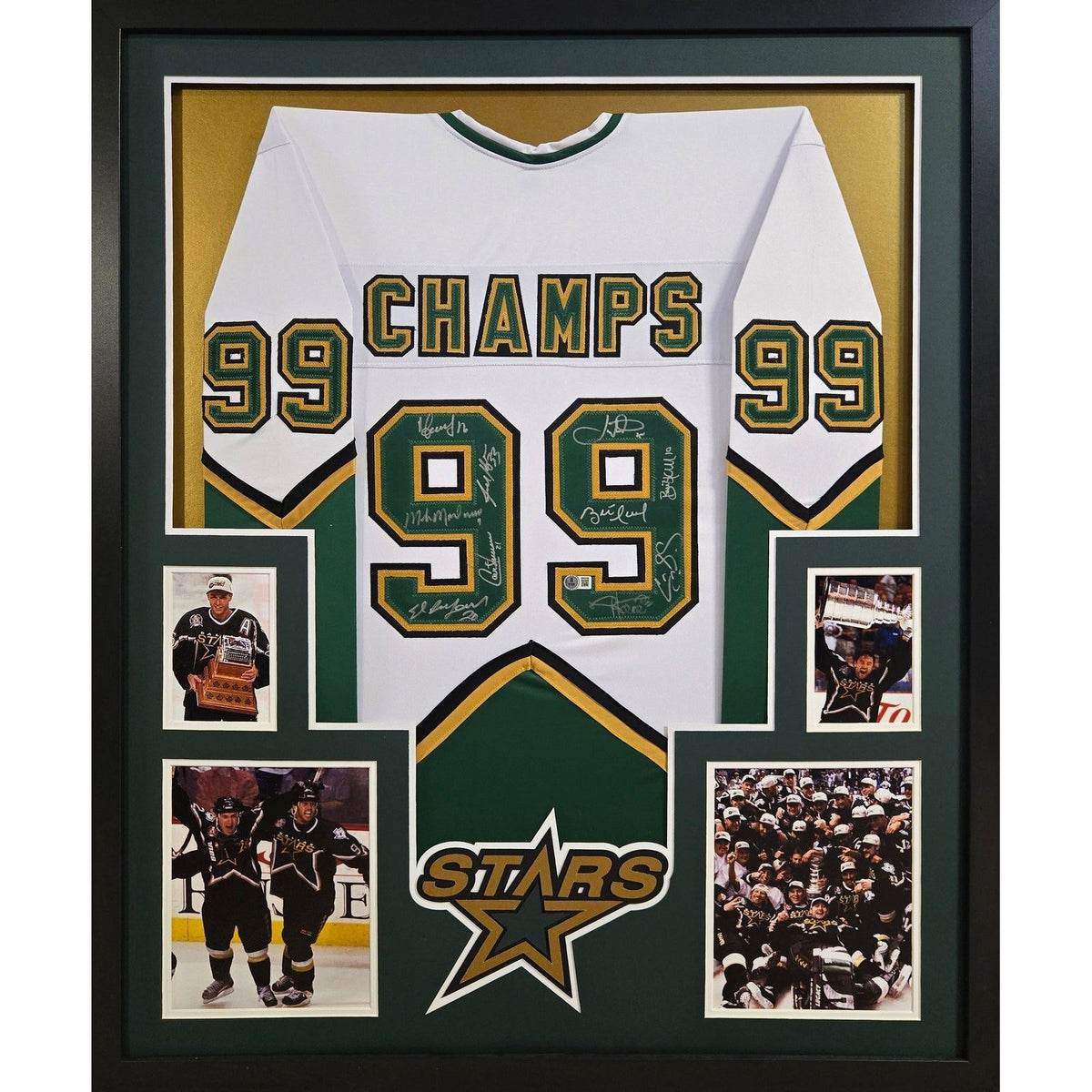 Dallas Stars Team Signed Framed Jersey Beckett Autographed 1999 Stanley Cup
