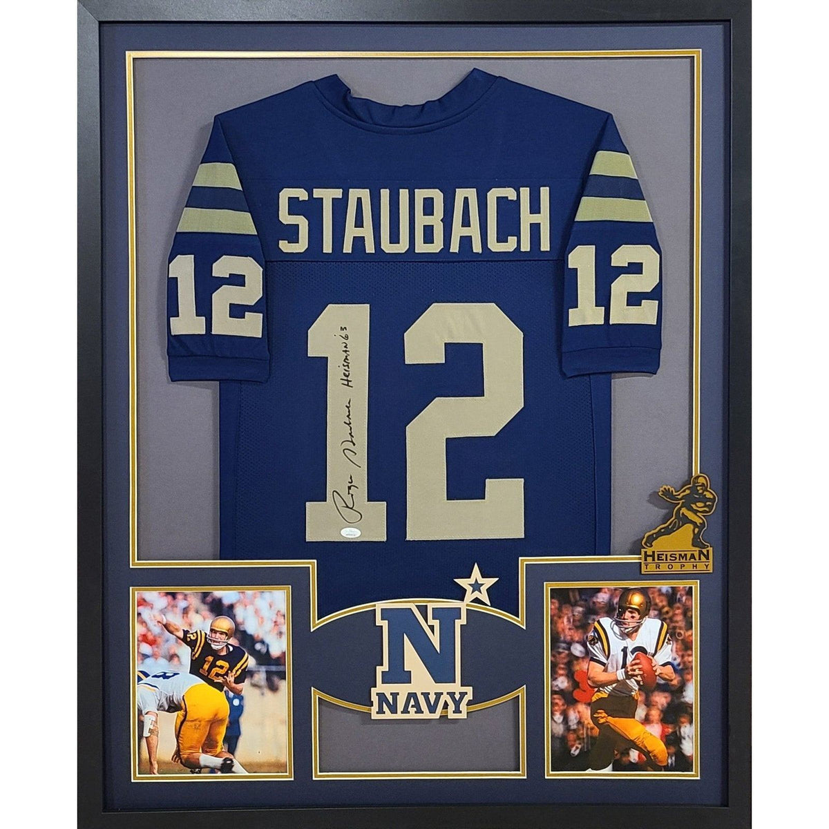 Roger Staubach Navy Framed Jersey JSA Autographed Signed Naval Academy