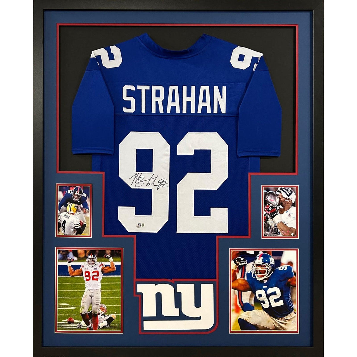 Michael Strahan Signed Framed Jersey Beckett Autographed New York Giants