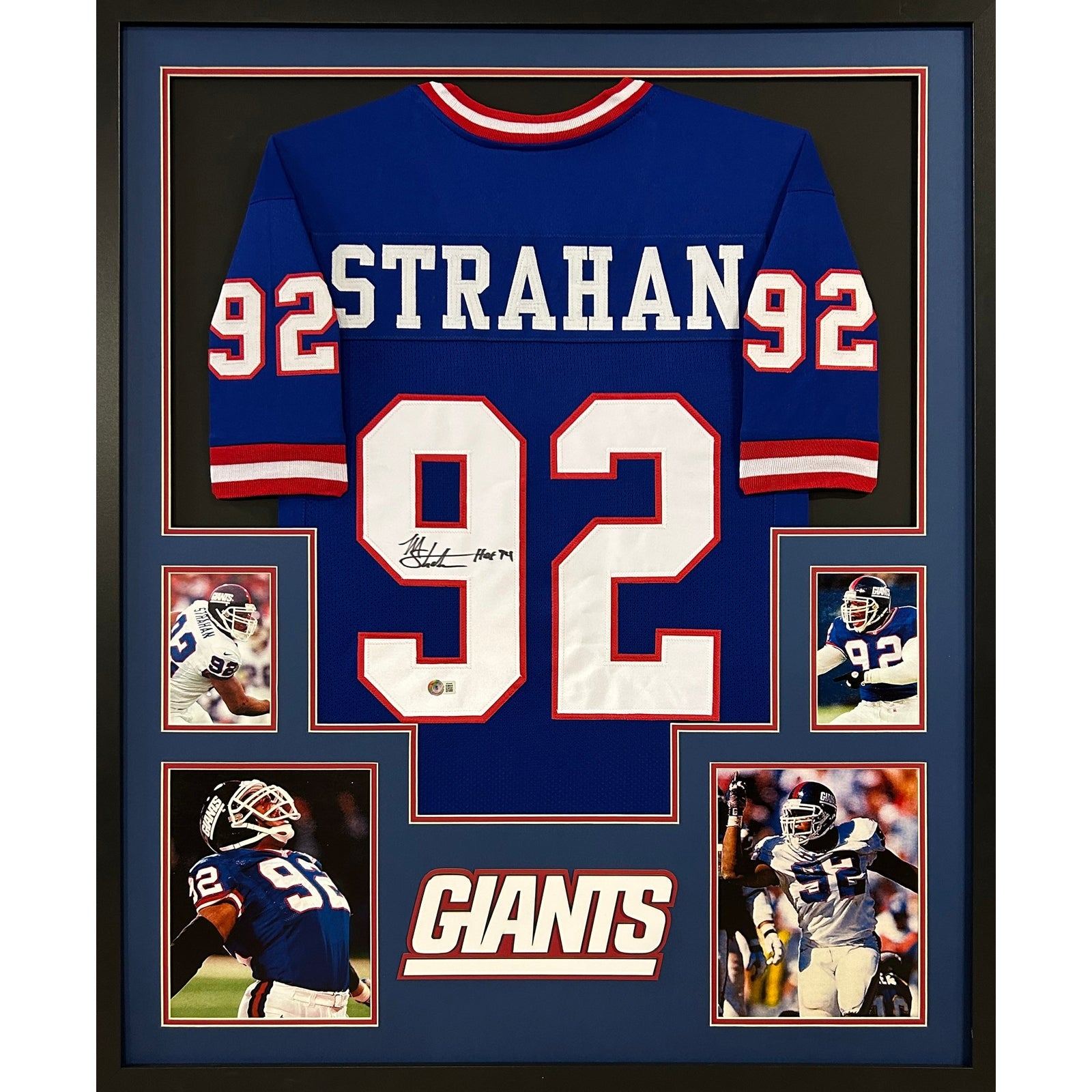 Michael Strahan Framed Signed NY Giants Rookie Jersey Beckett Autograp