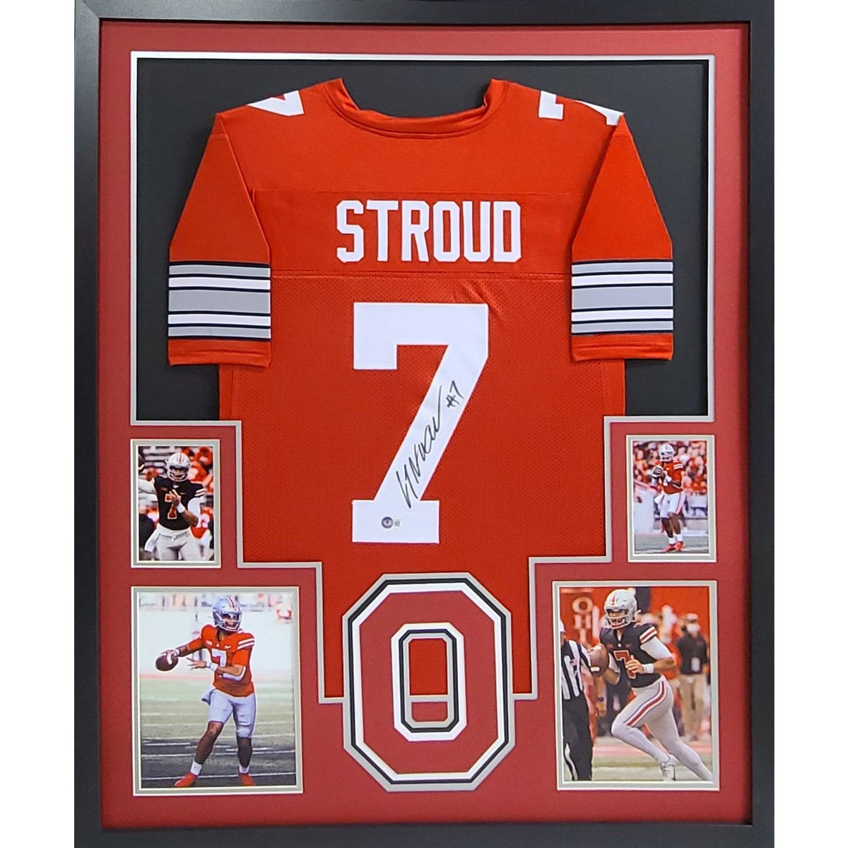 C.J. Stroud Framed Signed Jersey Beckett Autographed Signed Ohio State CJ NL
