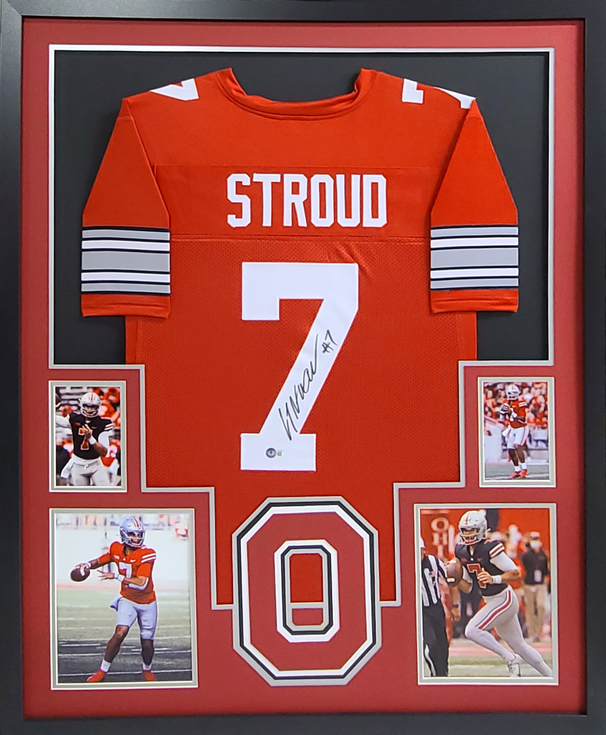 C.J. Stroud Framed Signed Jersey Beckett Autographed Signed CJ Ohio State