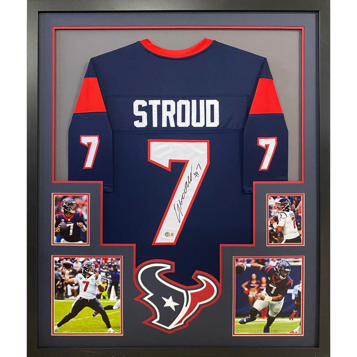 C.J. Stroud Framed Signed Jersey Beckett Autographed Houston Texans CJ