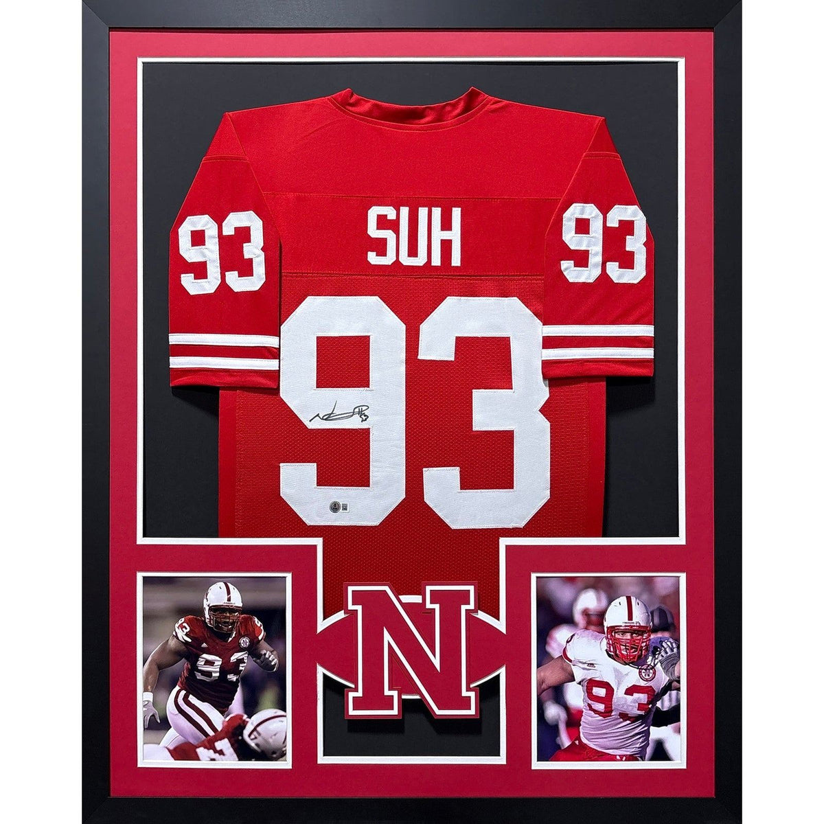 Ndamukong Suh Framed Signed Jersey Beckett Autographed Nebraska