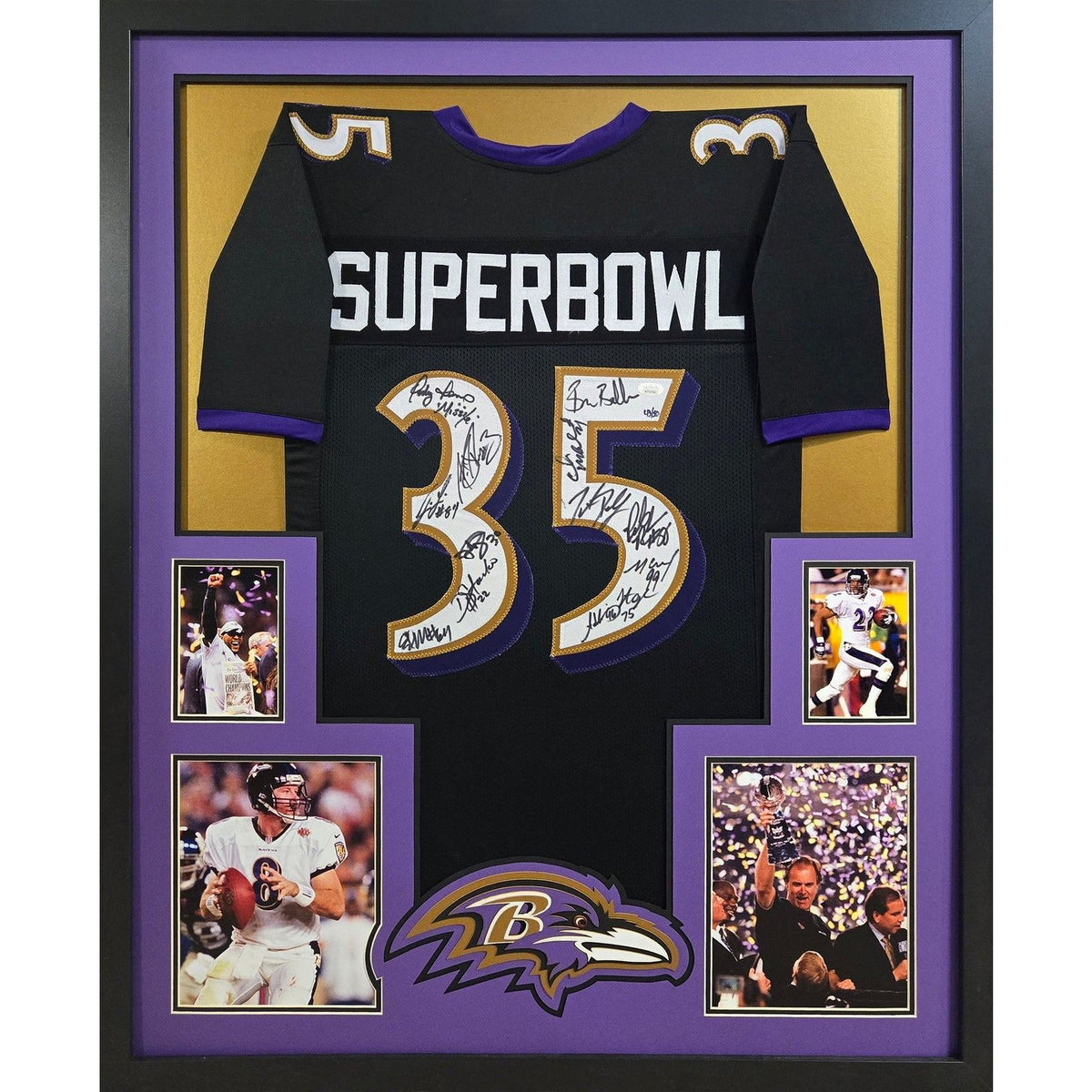 Baltimore Ravens Super Bowl Team Signed Framed Jersey JSA Autographed