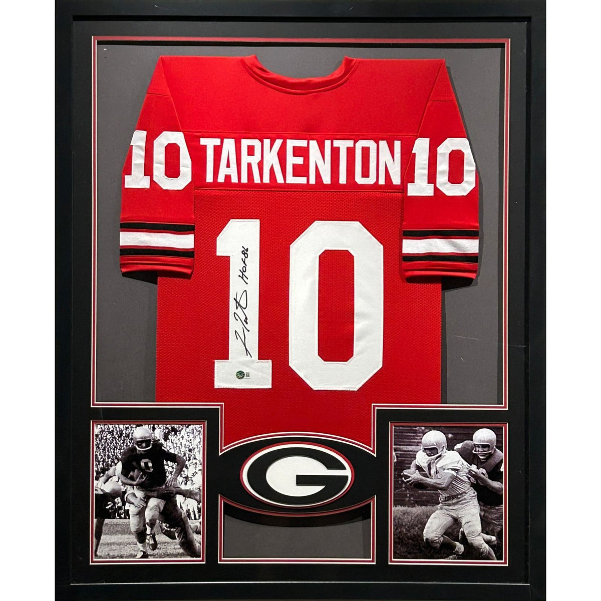 Fran Tarkenton Signed Framed Red Jersey Beckett Autographed Georgia