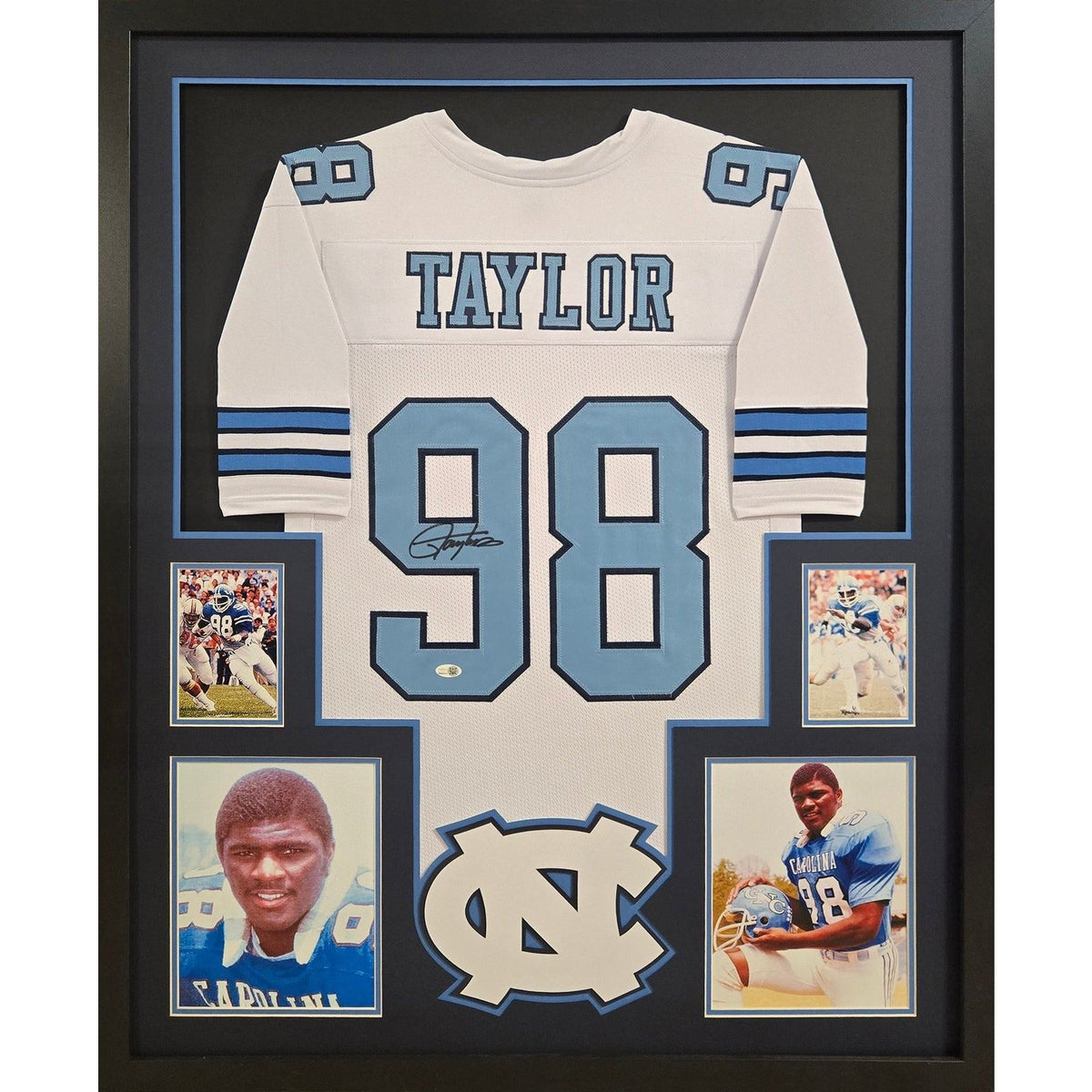 Lawrence Taylor Signed Framed White Jersey JSA Autographed UNC North Carolina