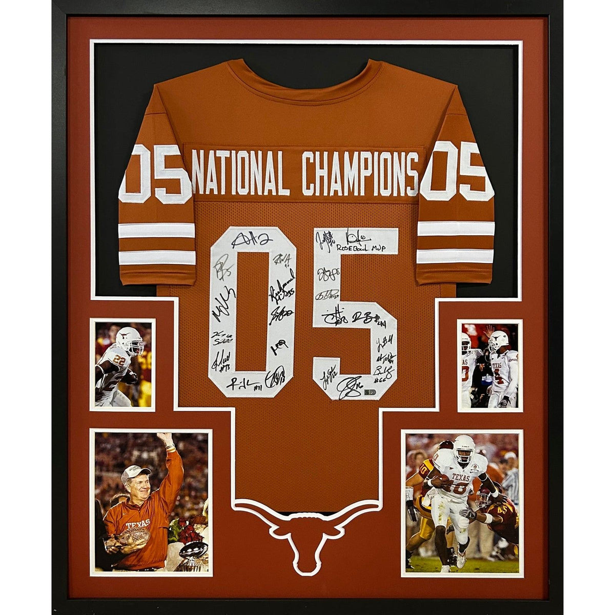 Texas 2005 Signed Framed Jersey AIV COA Autographed National Championship