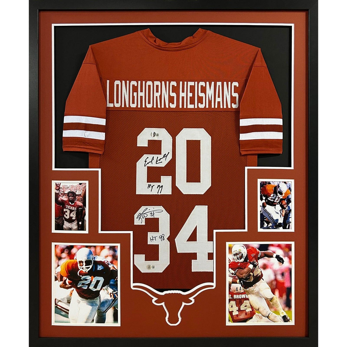 Texas Heisman Signed Framed Jersey COA Autographed Earl Campbell Ricky Williams