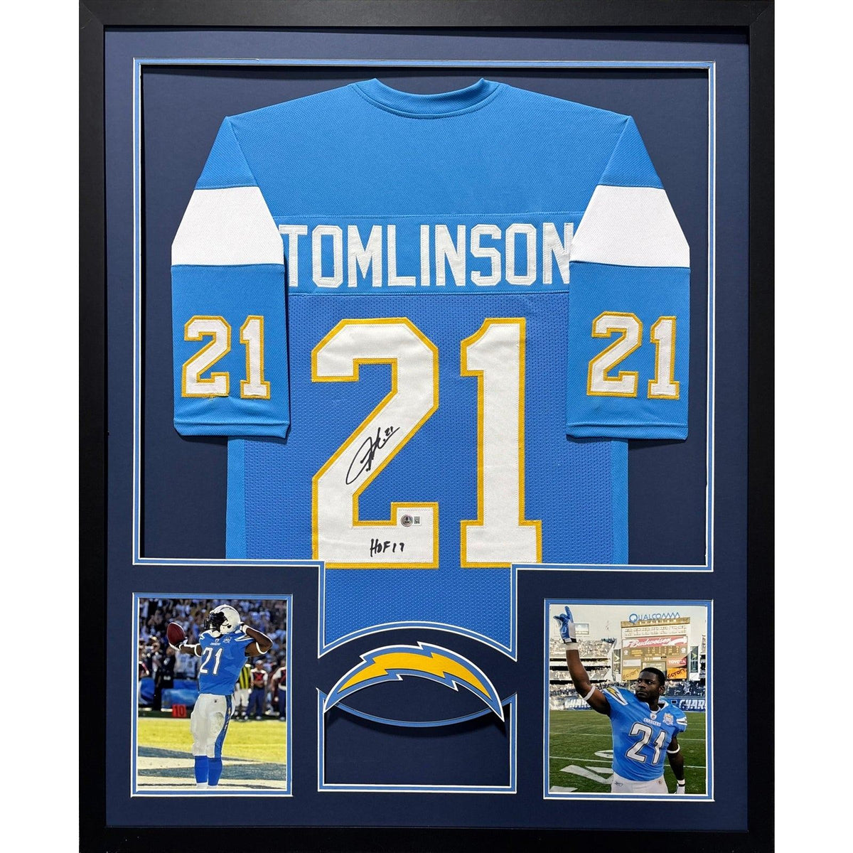 LaDainian Tomlinson Framed Powder Jersey Beckett Autographed Signed Chargers