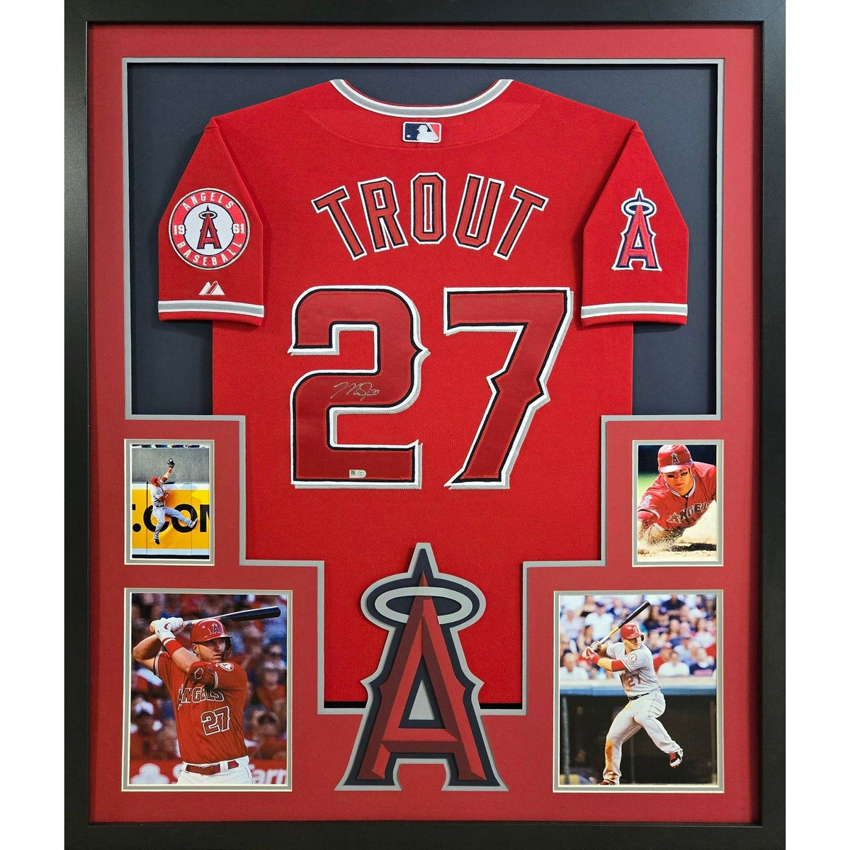 Mike Trout Framed Signed Red Jersey MLB COA Autographed Los Angeles Angels