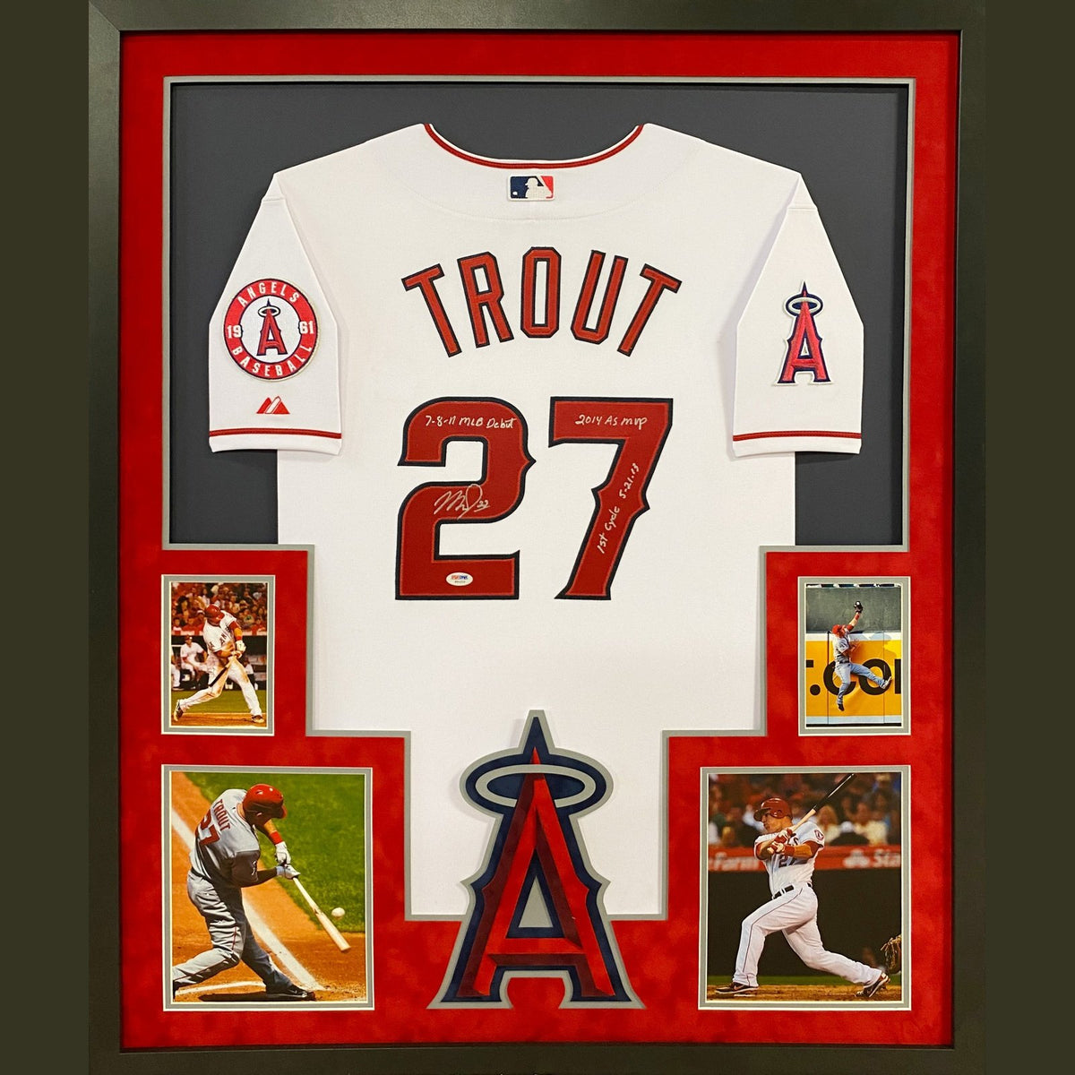 Mike Trout Framed Signed Rookie Jersey PSA/DNA Autographed L.A. Angels LA