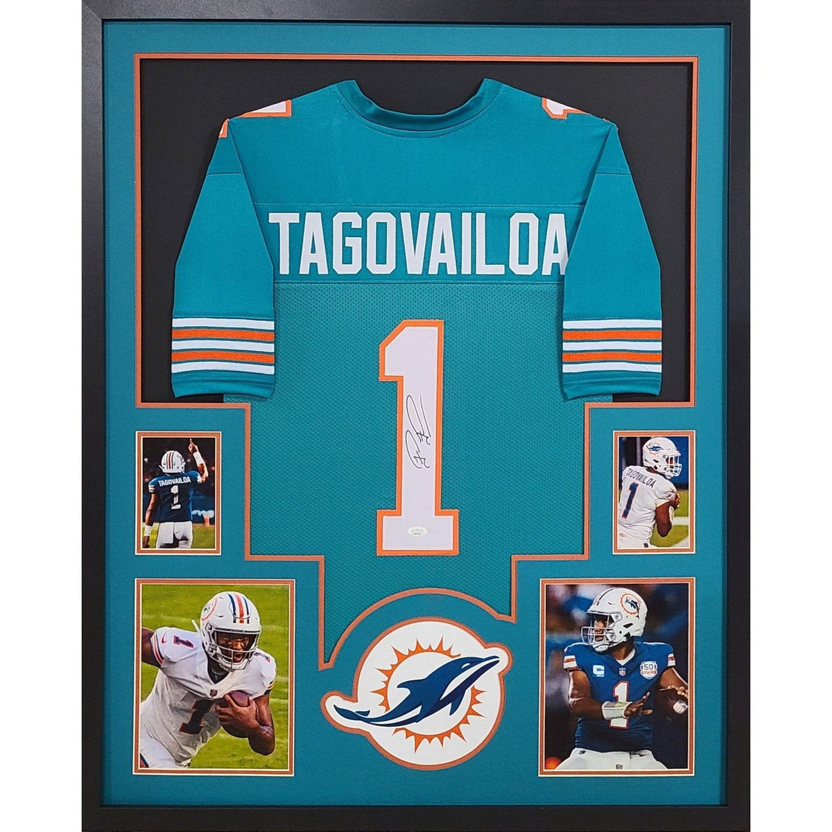 Tua Tagovailoa Framed Signed Jersey JSA Autographed Dolphins 4P