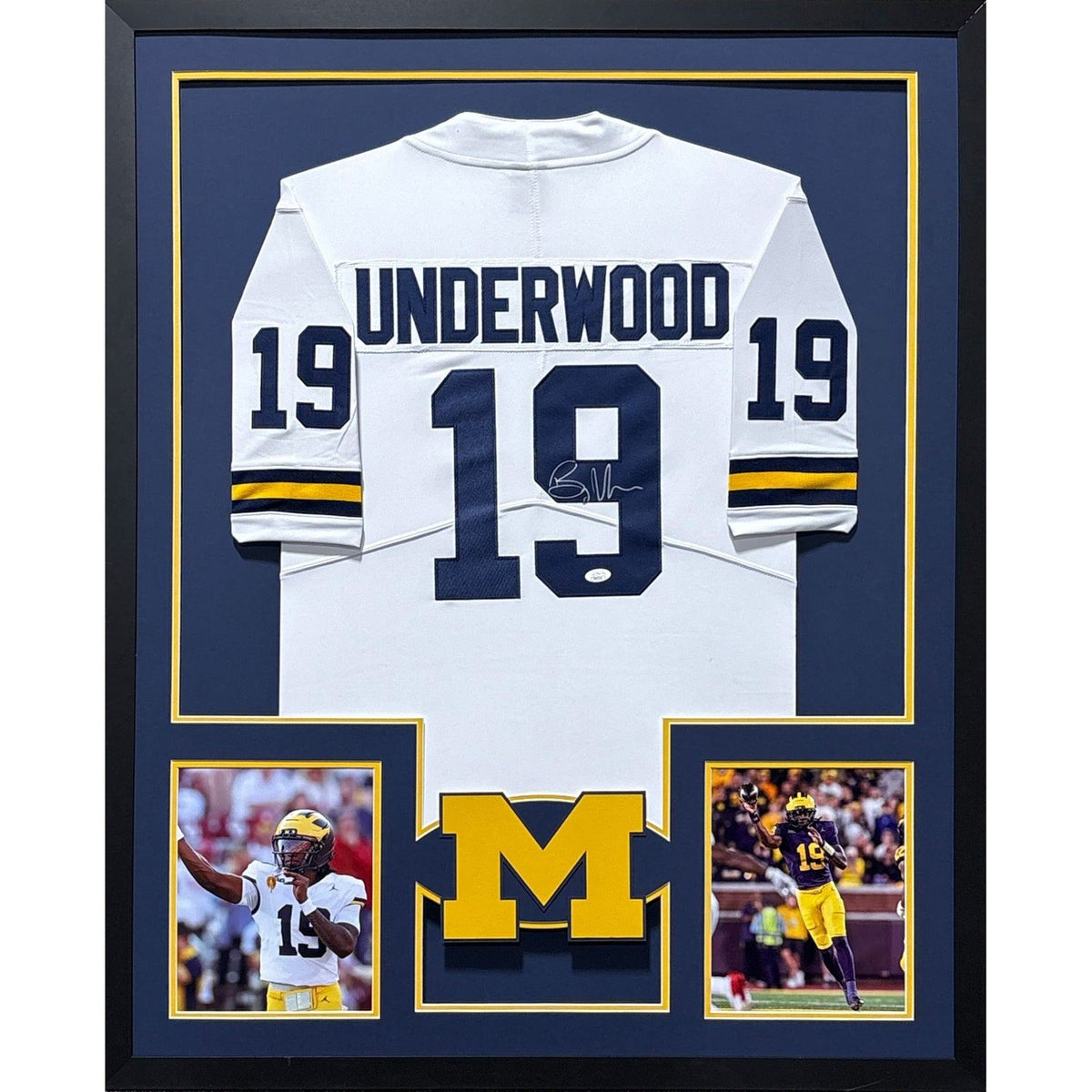 Bryce Underwood Framed Signed White Jersey JSA Autographed MIchigan