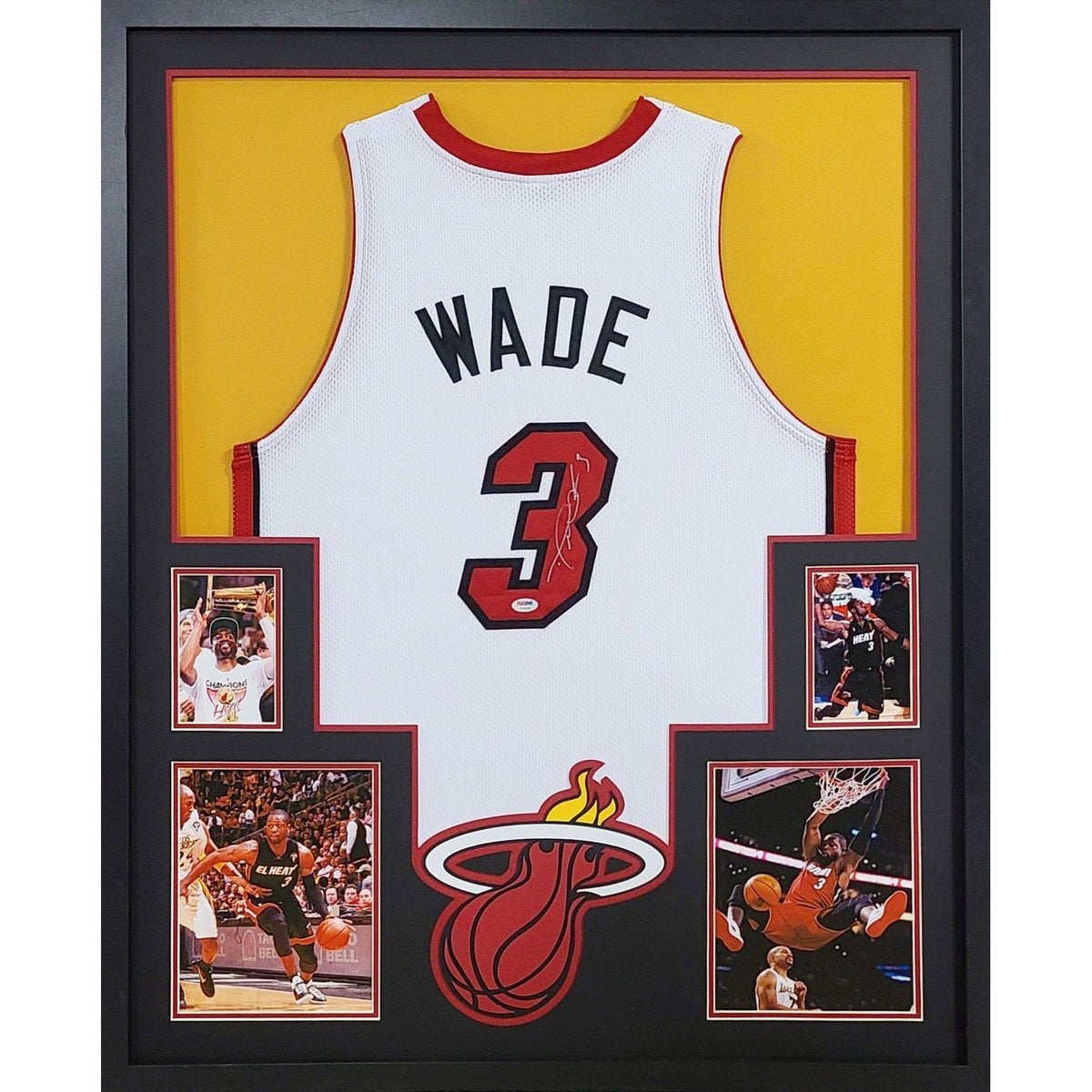 Dwyane Wade Framed Signed White Jersey PSA/DNA Autographed Miami Heat