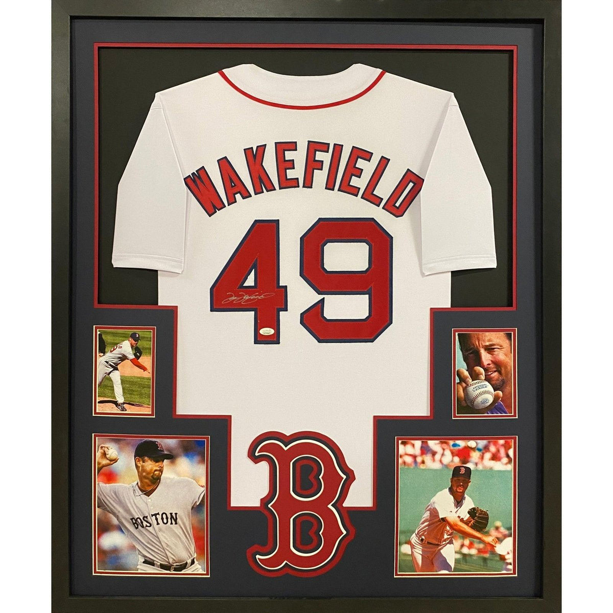 Tim Wakefield Framed Signed White Jersey JSA Autographed Boston Red Sox