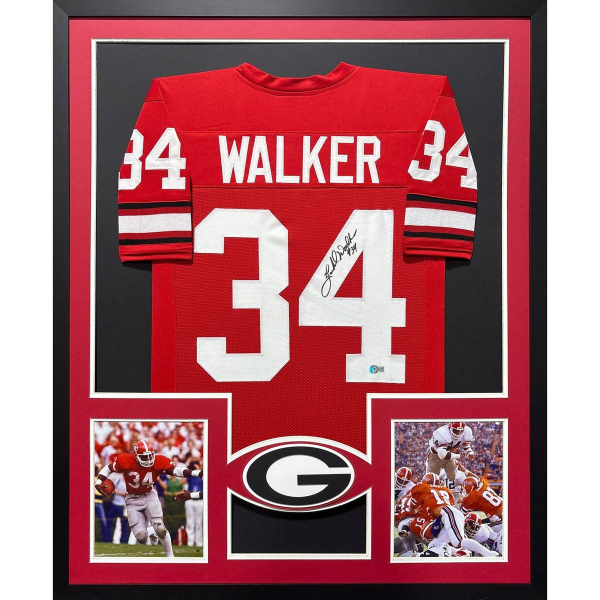 Herschel Walker Framed Jersey Beckett Autographed Signed Georgia