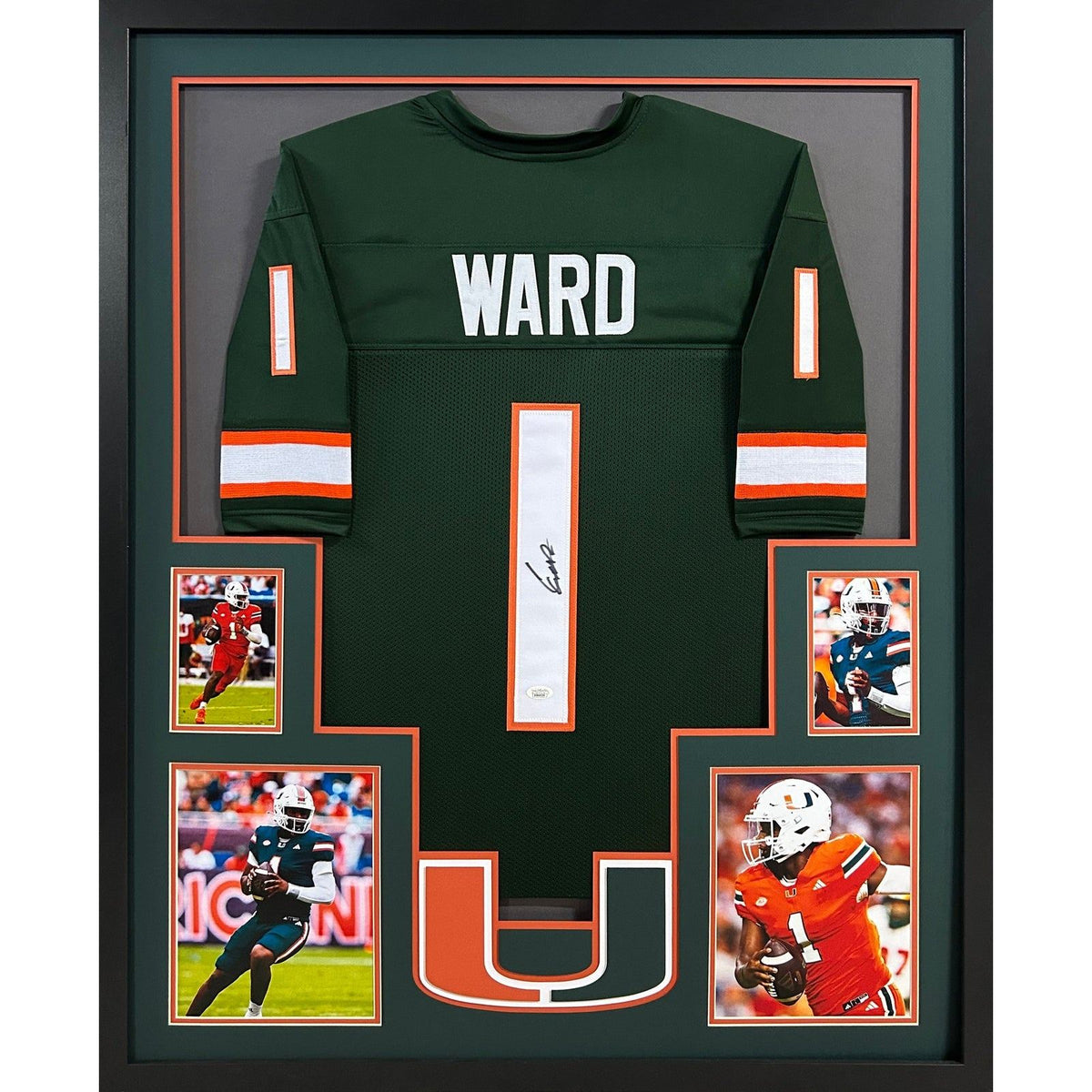 Cam Ward Framed Signed Miami Hurricanes Jersey JSA Autographed