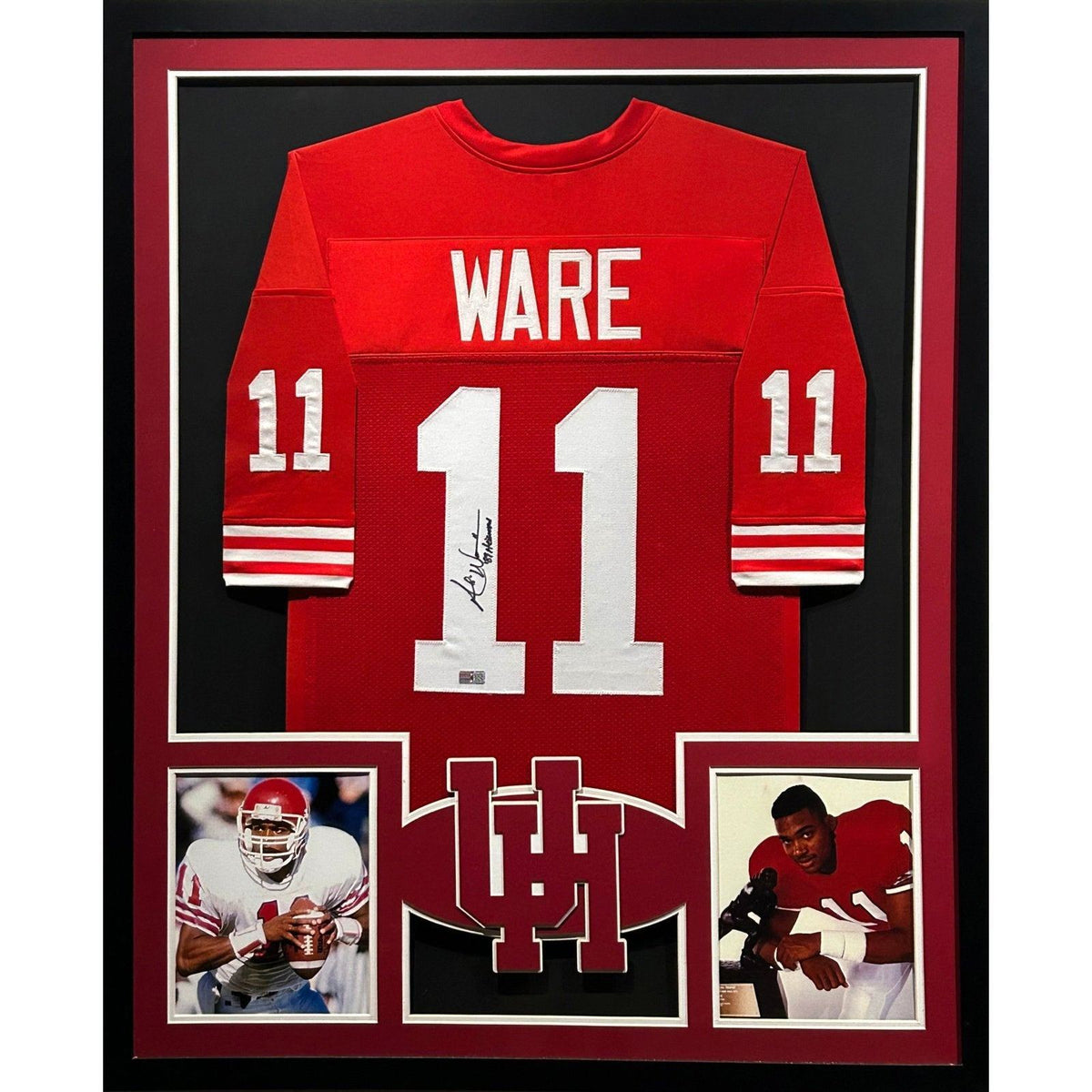 Andre Ware Framed Signed Houston Jersey Tristar Autographed Heisman