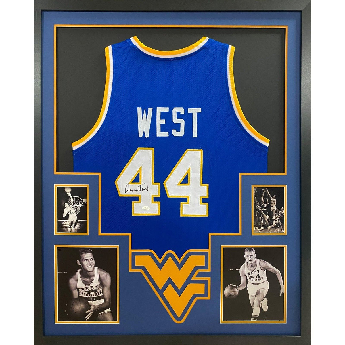 Jerry West Framed Signed Blue Jersey JSA Autographed West Virginia