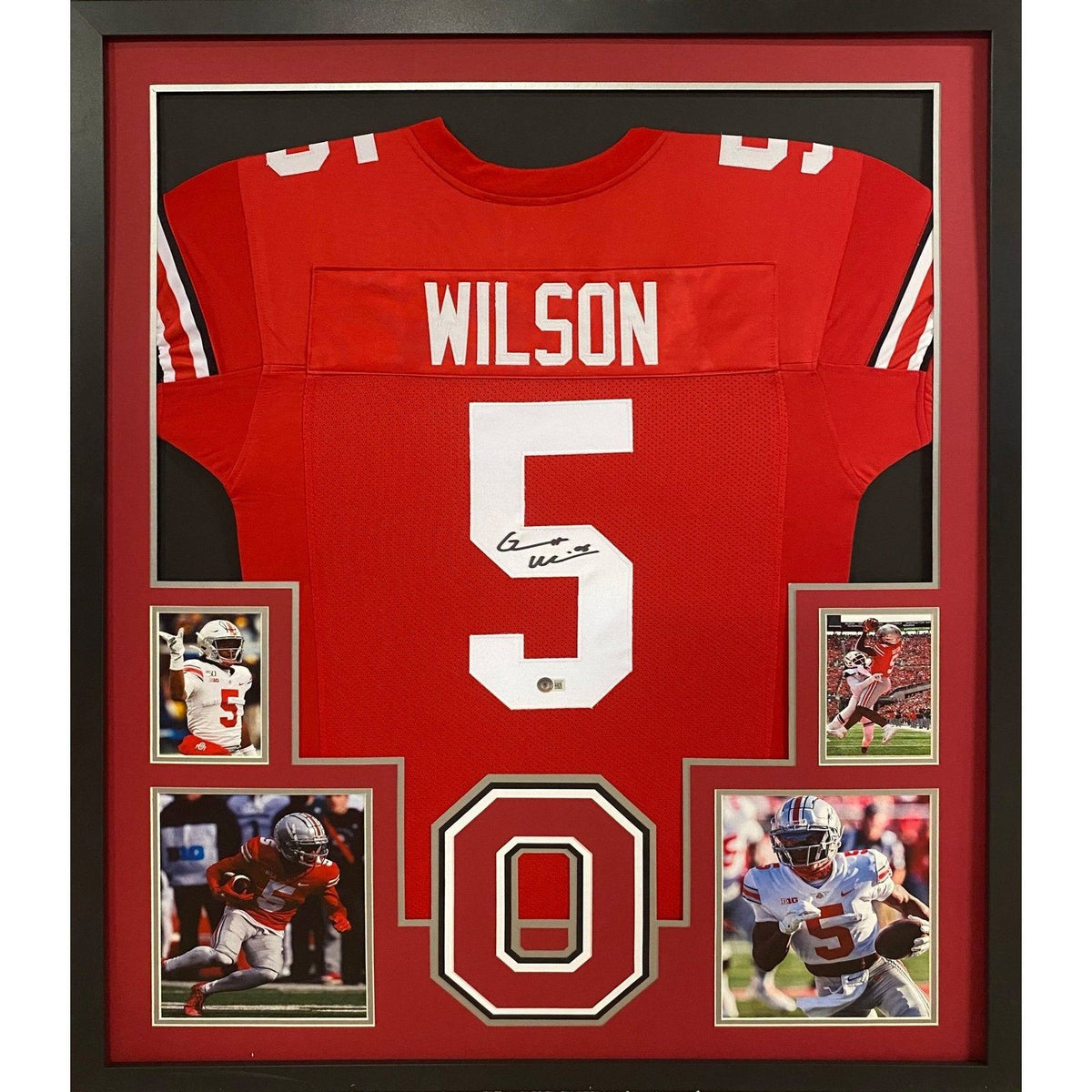 Garrett Wilson Framed Signed OSU Red Jersey Beckett Autographed Ohio State