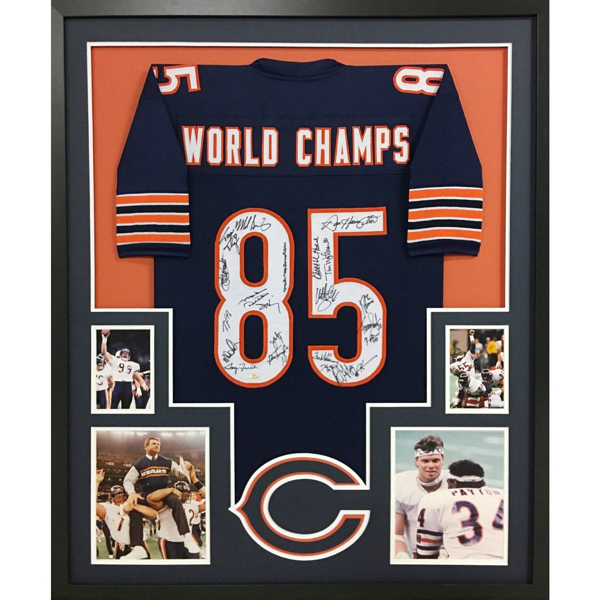 1985 "85" Bears Framed Signed Jersey Schwartz COA Autographed Signed Chicago