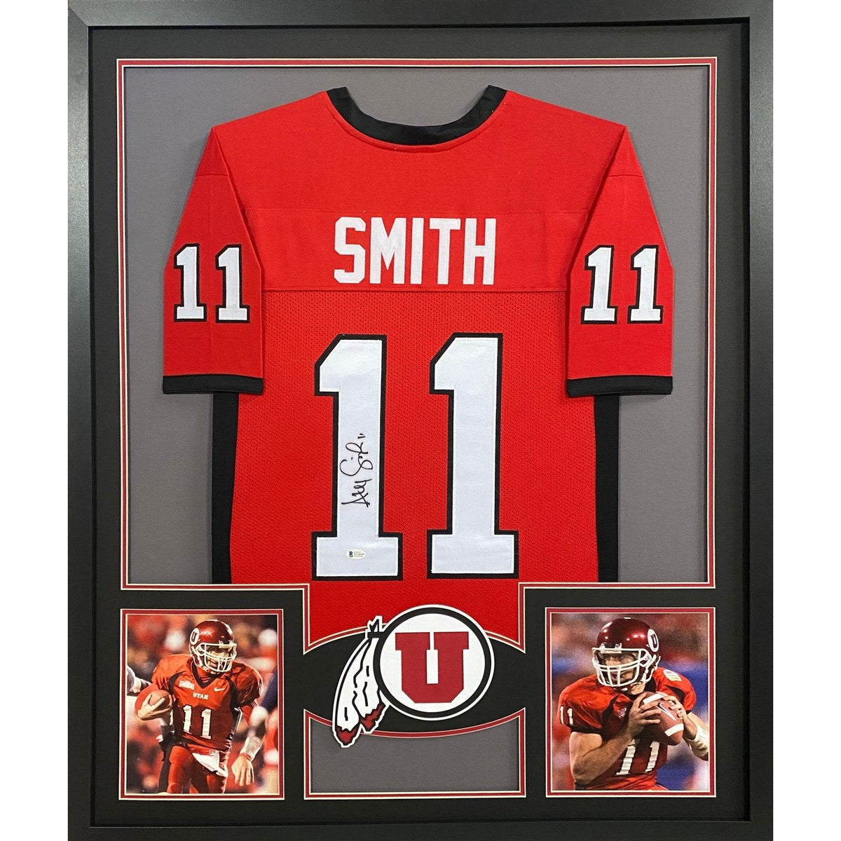 Alex Smith Framed Signed Utah Jersey Beckett Autographed