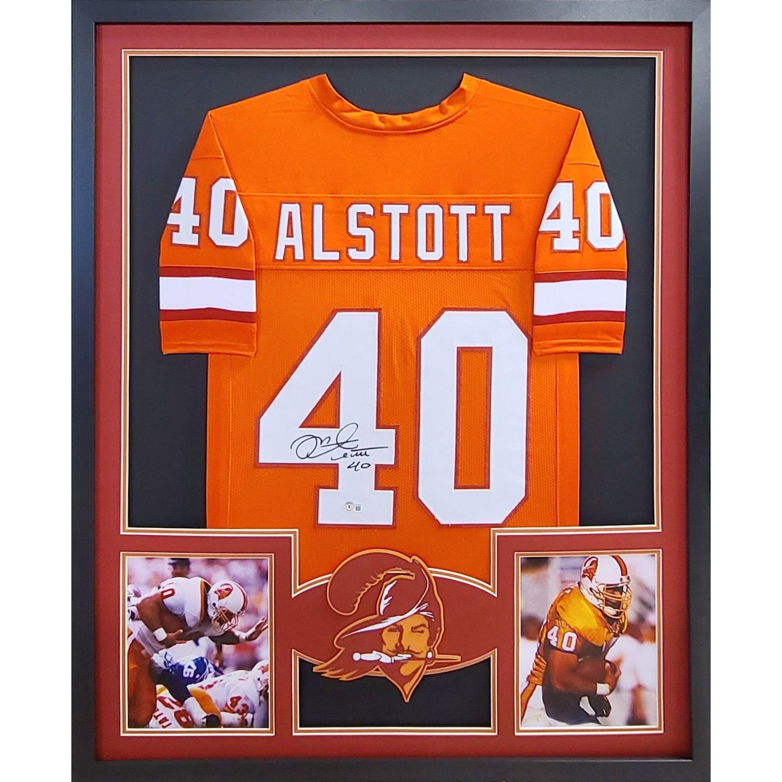 Mike Alstott Framed Throwback Jersey Beckett Autographed Signed Tampa Bay  Bucs