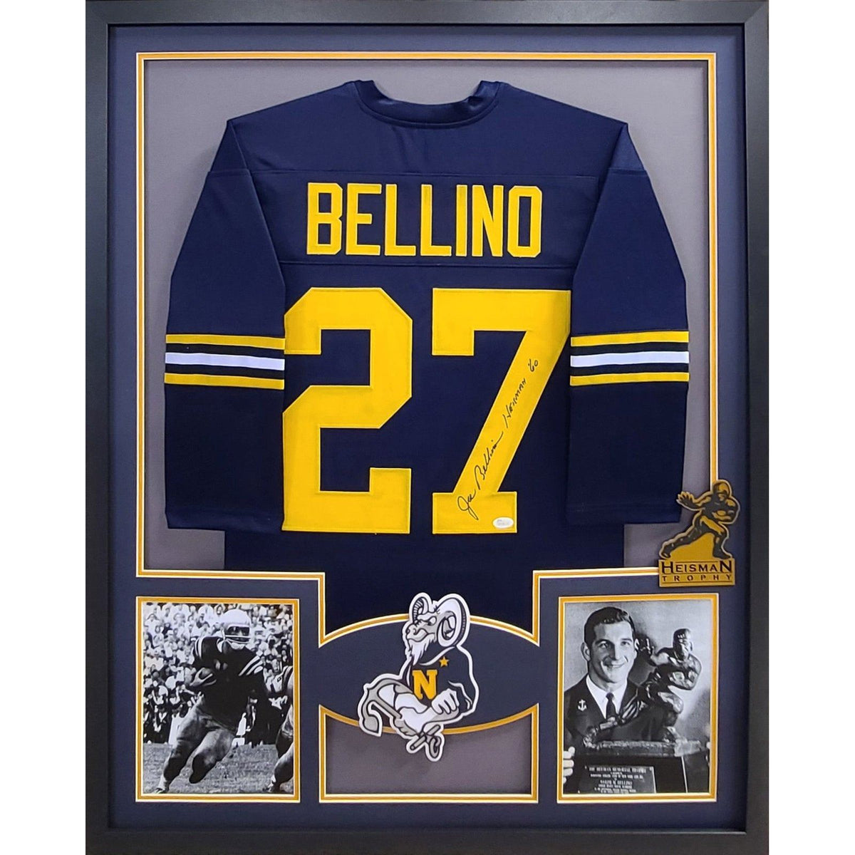Joe Bellino Framed Signed Jersey JSA Navy Autographed Naval Academy