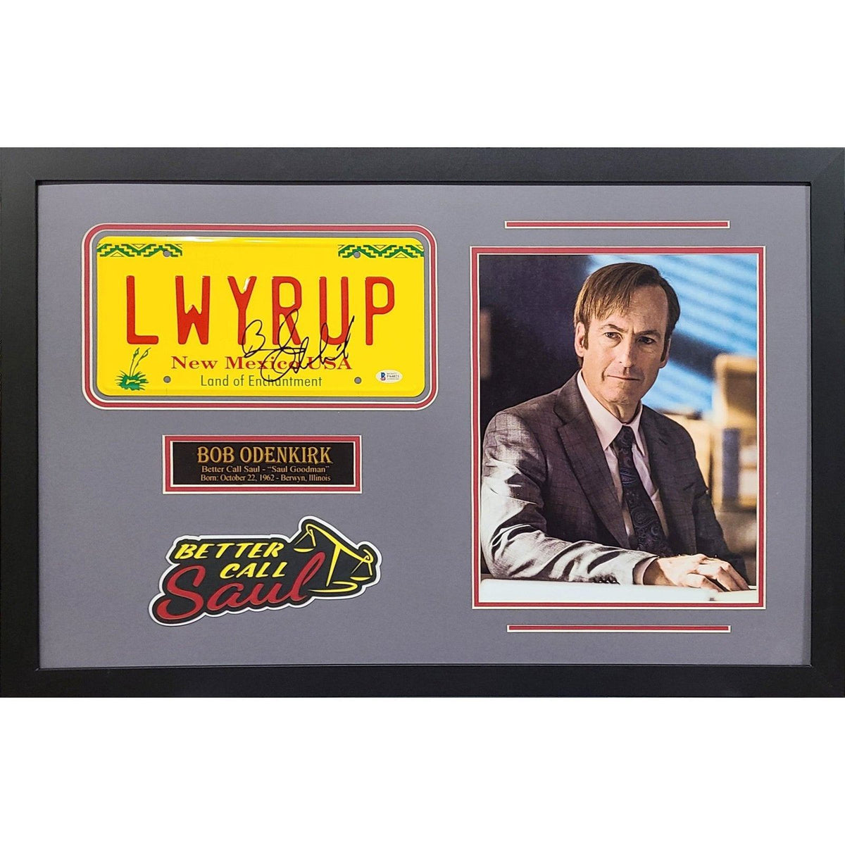 Bob Odenkirk Framed License Plate Beckett Autographed Signed Better Call Saul