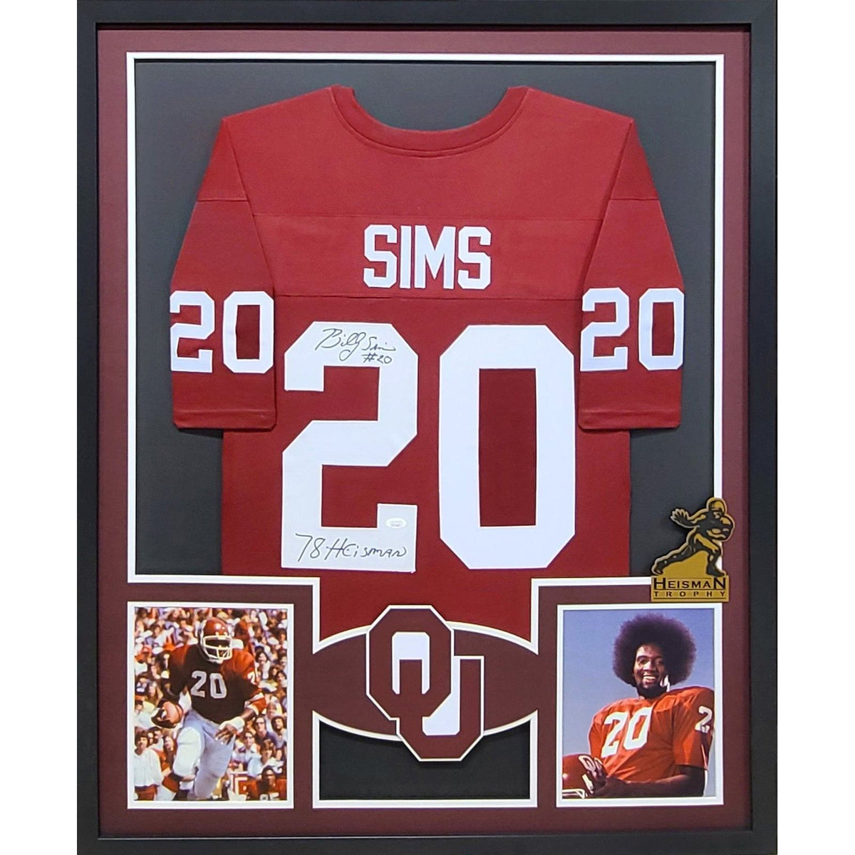 Billy Sims Signed Framed Jersey JSA Autographed Oklahoma Sooners