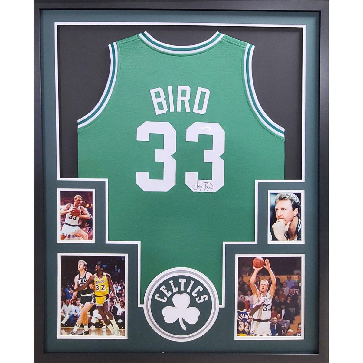 Larry Bird Signed Framed Jersey JSA Autographed Boston Celtics