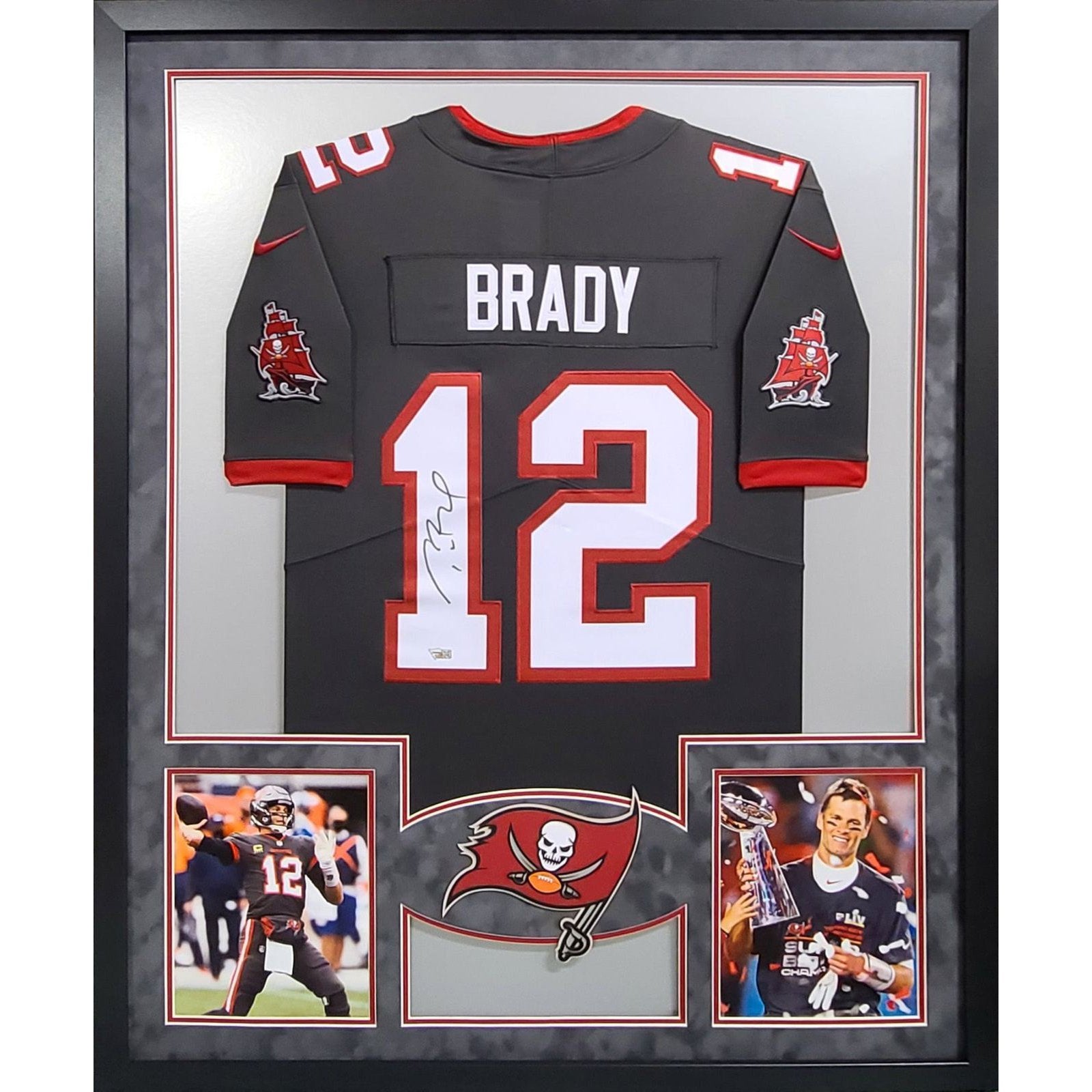 Tom Brady Autographed Tampa Bay Buccaneers Framed White Jersey COA Signed  Memorabilia