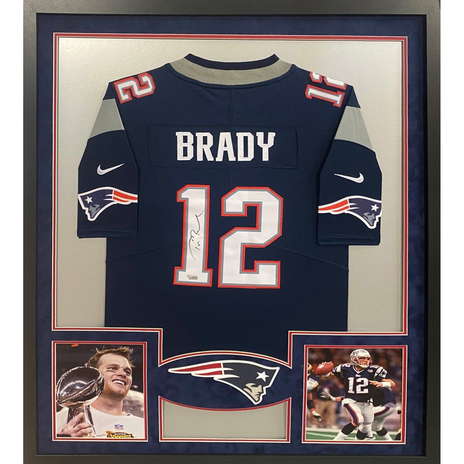 Tom Brady Framed Signed Blue Jersey Fanatics New England Patriots Auto