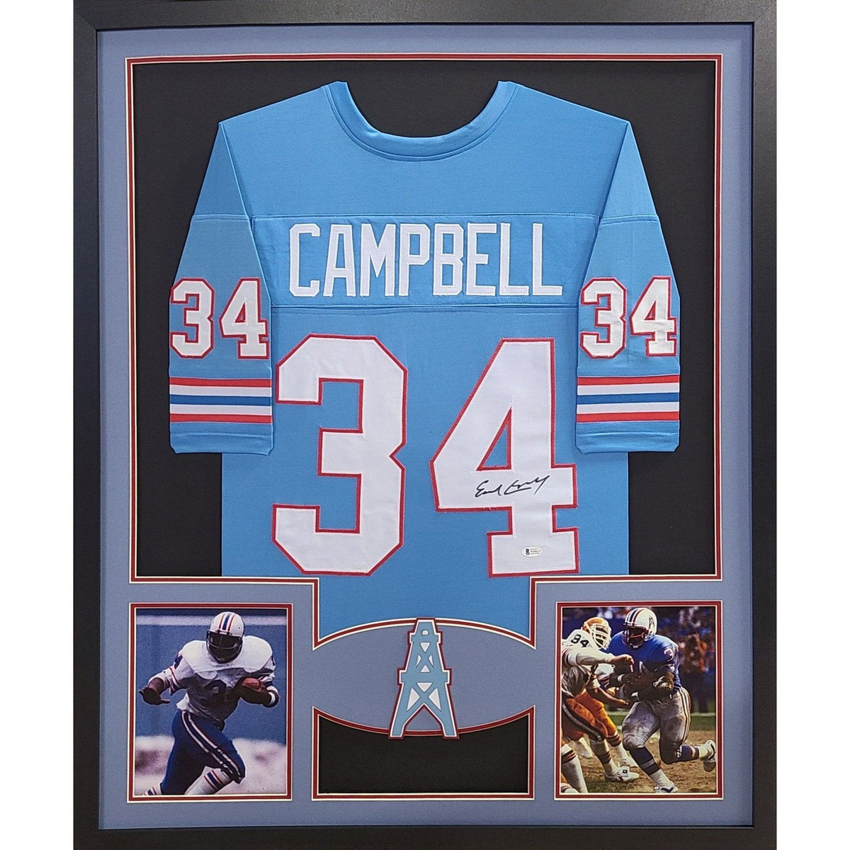 Earl Campbell Framed Signed Jersey Beckett Autographed Houston Oilers