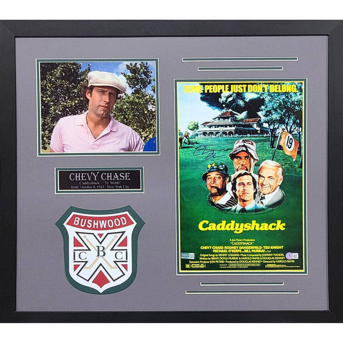 Chevy Chase Framed 11x17 Movie Poster Beckett Autographed Signed Caddyshack