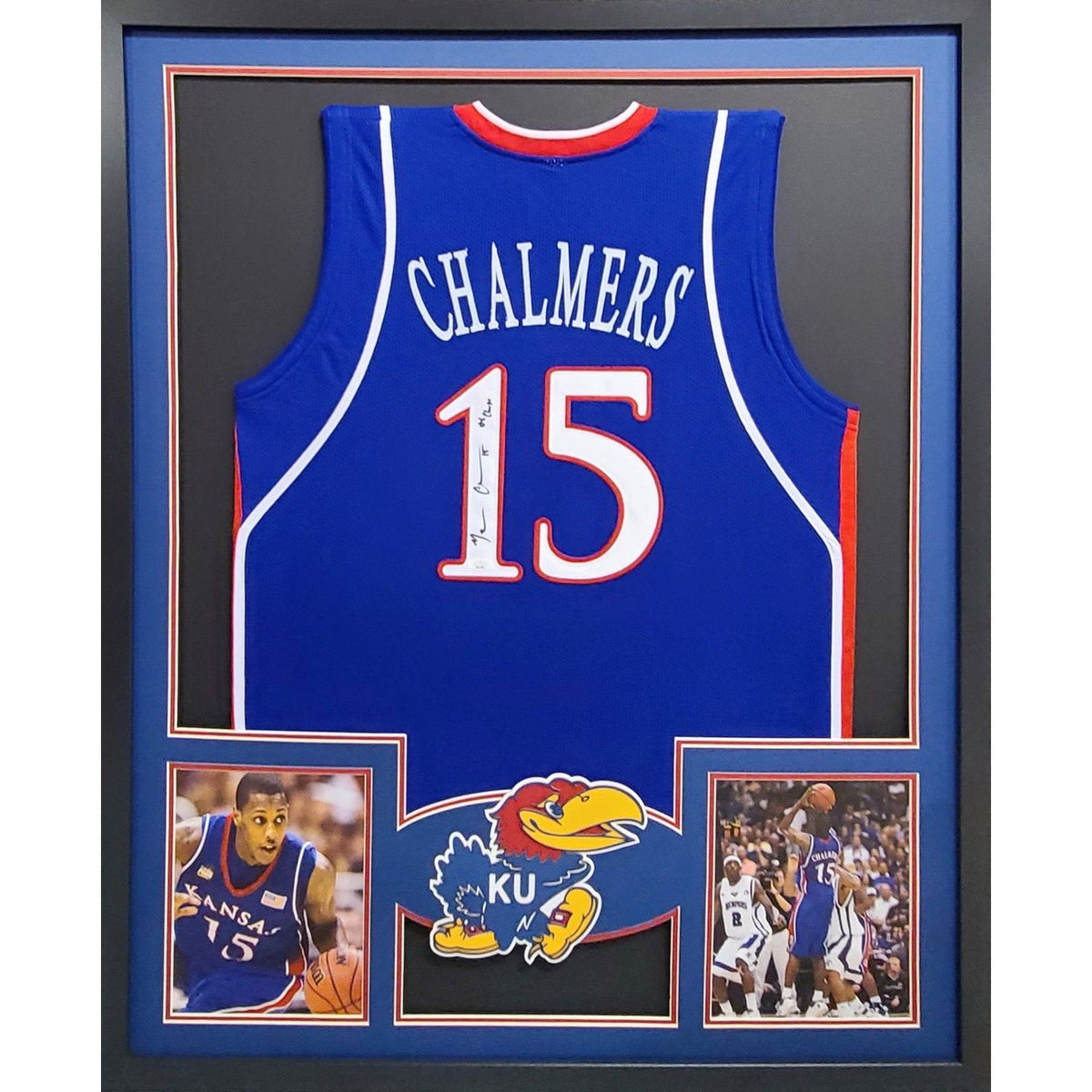 Mario Chalmers Framed Jersey JSA Autographed Signed Kansas Jayhawks KU