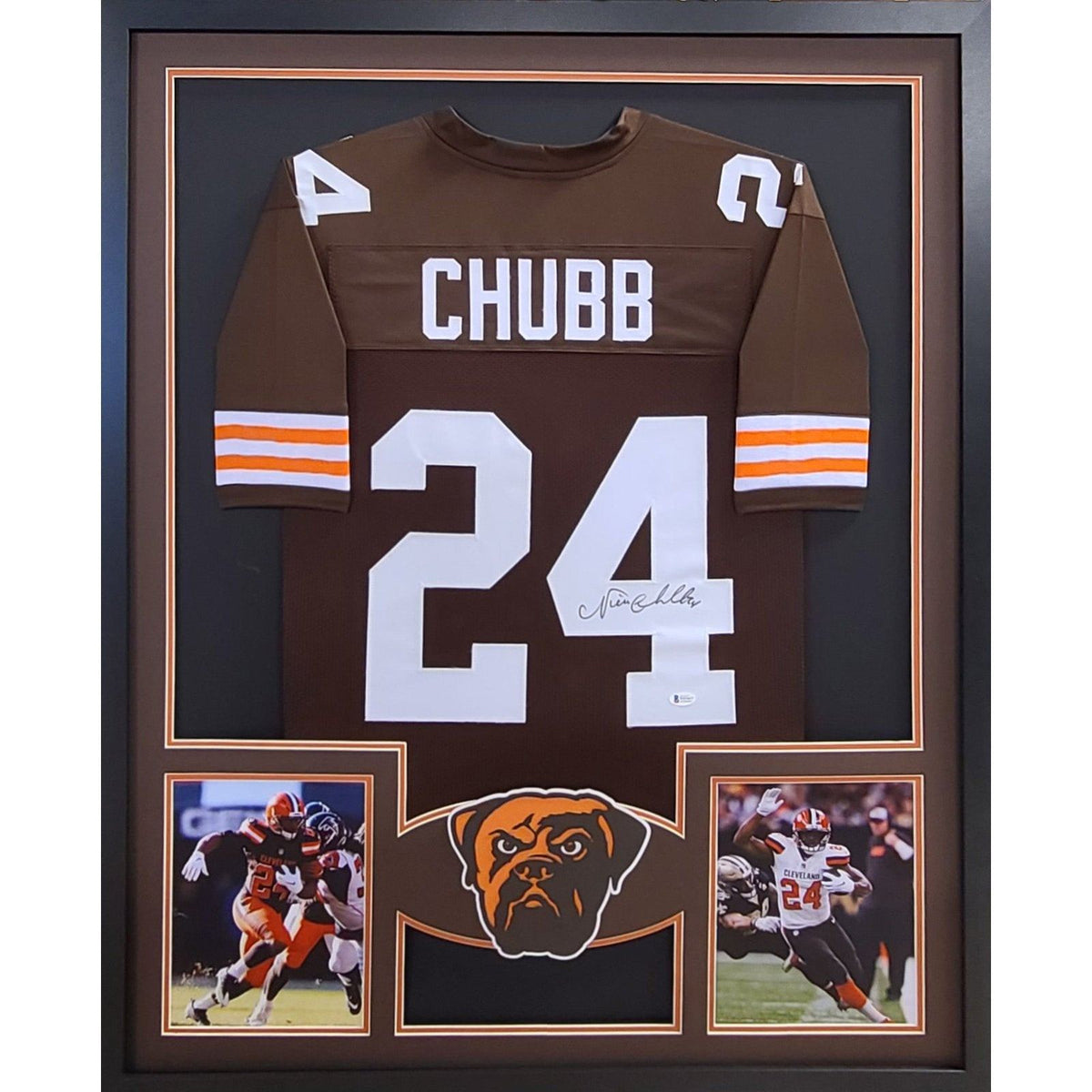 Nick Chubb Framed Signed Cleveland Browns Jersey Beckett Autographed