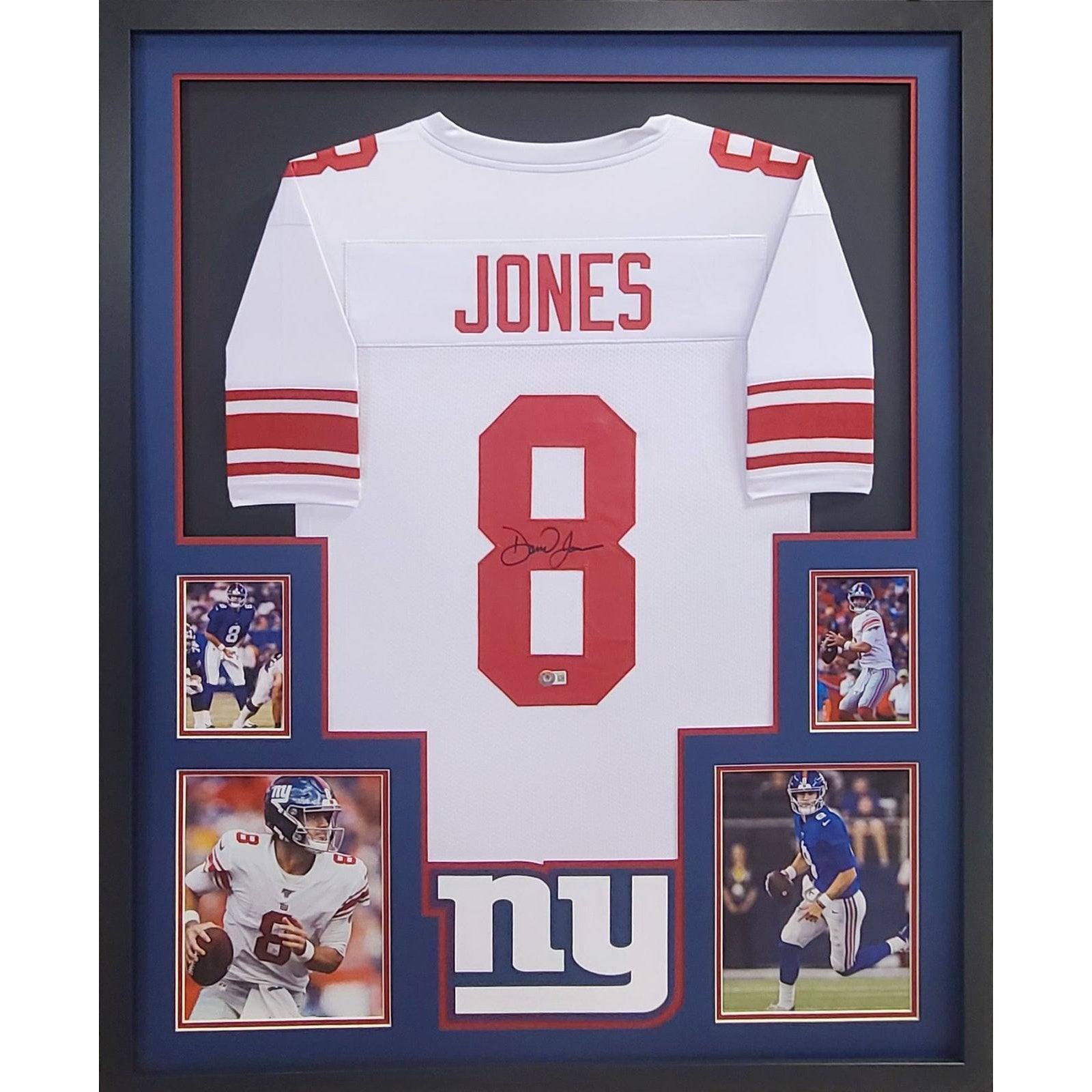 Daniel Jones Framed Signed Jersey Beckett Autographed New York Giants
