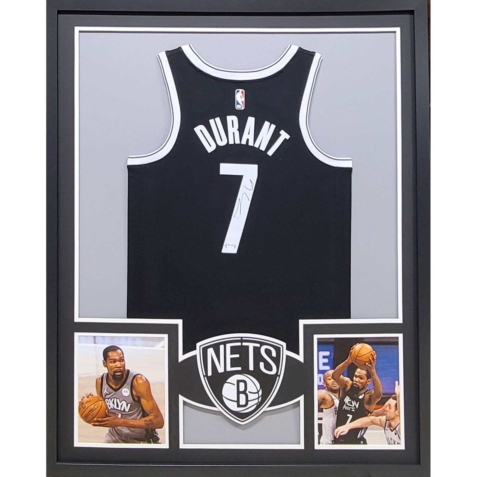 Kevin Durant Autographed and Framed White Thunder Jersey Auto GA COA