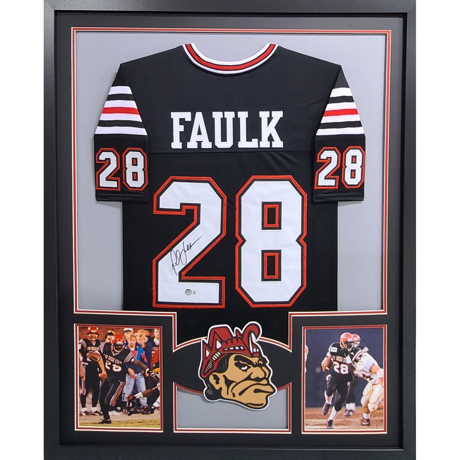 Press Pass Collectibles Marshall Faulk Authentic Signed White Pro Style Framed Jersey BAS Witnessed