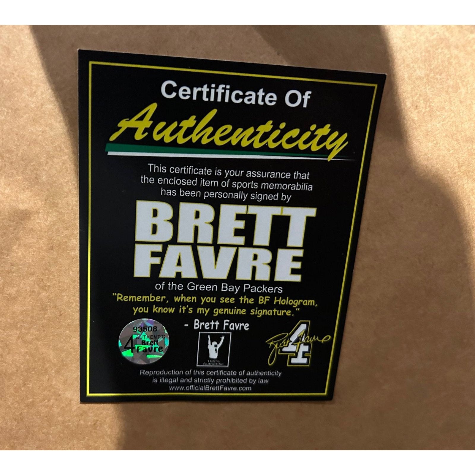 Brett Favre Framed Jersey Autographed Signed Favre COA Green Bay Packers