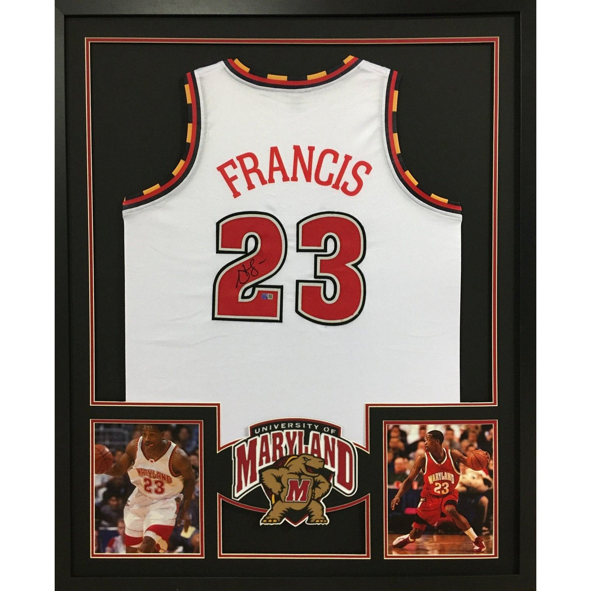 Steve Francis Framed Signed Maryland Jersey Tristar Autographed