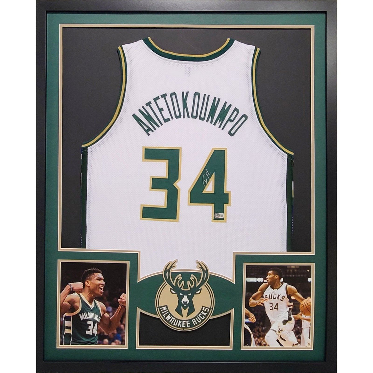 Giannis Antetokounmpo Framed Signed Jersey Beckett Autographed Milwaukee Bucks