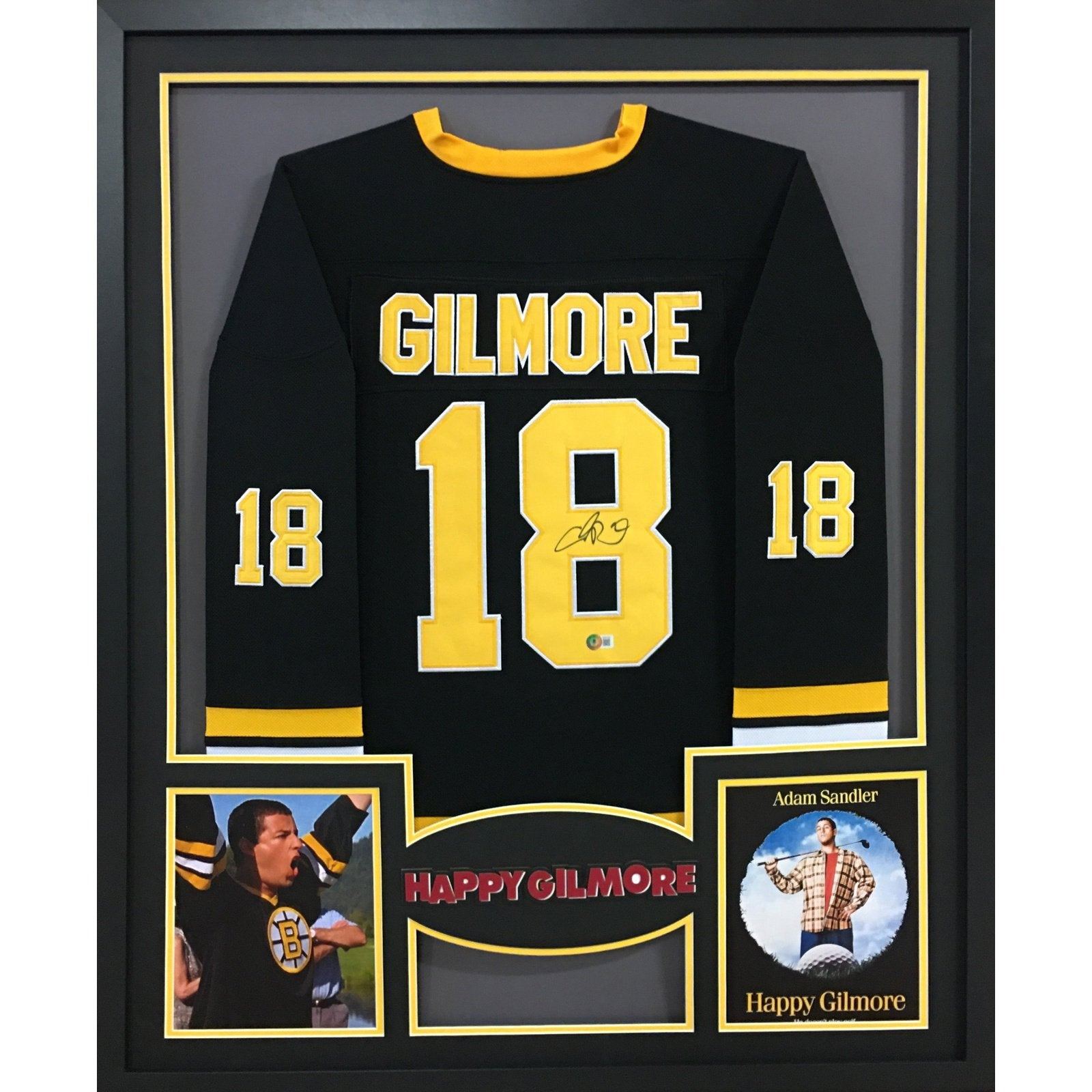 Framed Facsimile Autographed Adam Sandler Happy Gilmore 33x42 Boston Black  Reprint Laser Auto Hockey Jersey - Hall of Fame Sports Memorabilia