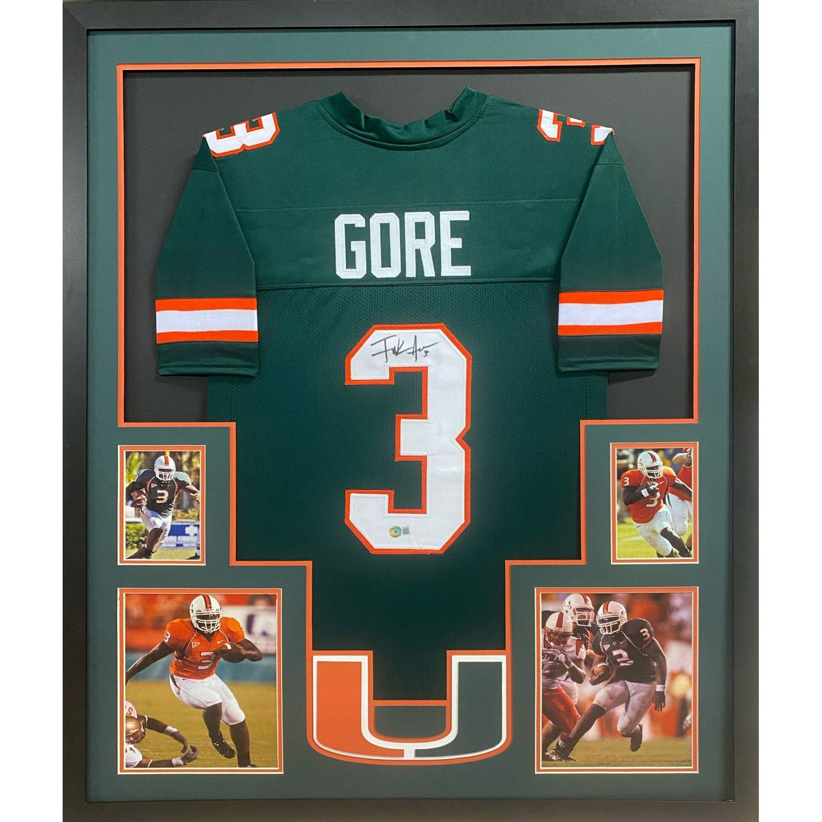 Frank Gore Framed Signed Jersey Beckett Autographed Miami Hurricanes